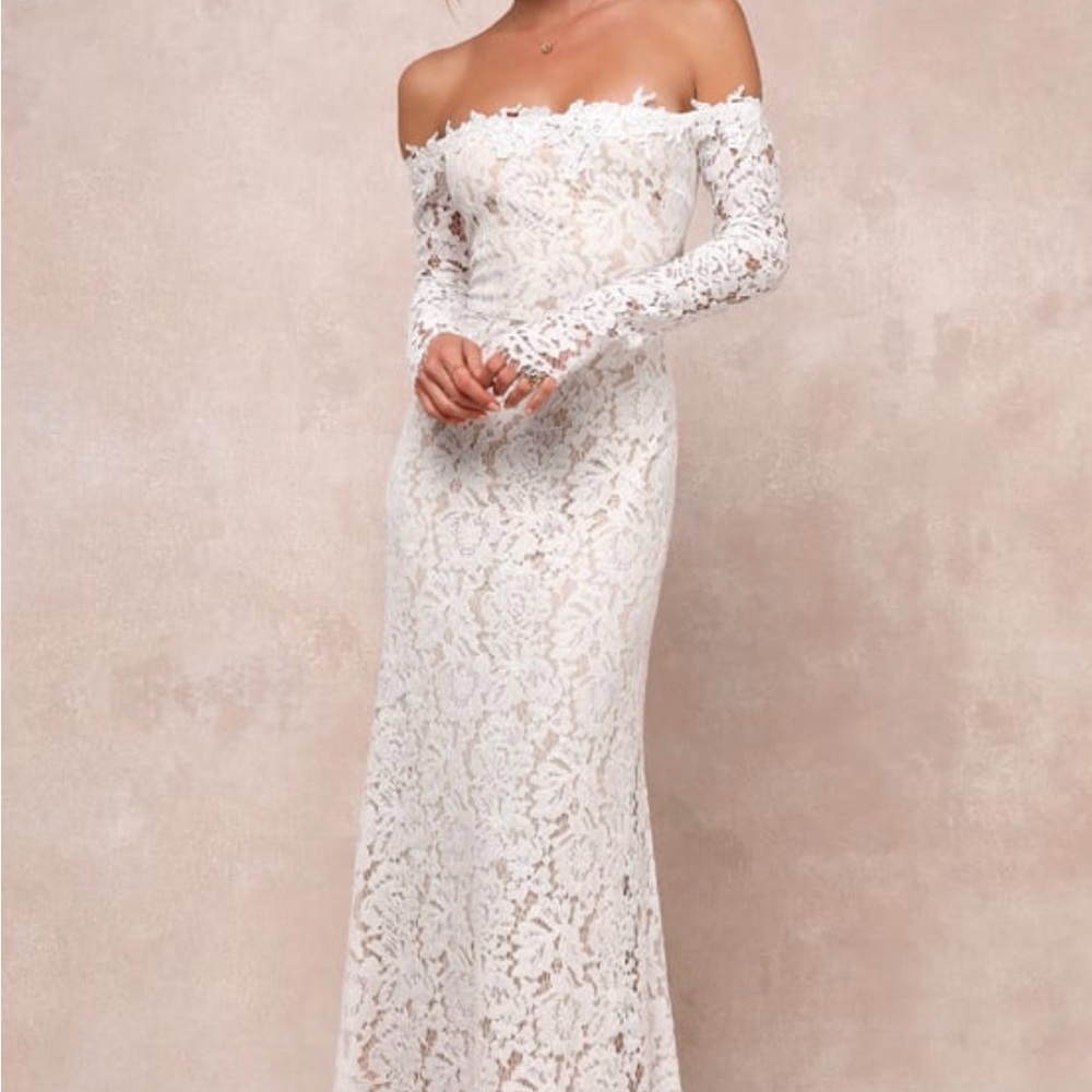 Lulu's White Lace Off-Shoulder Dress